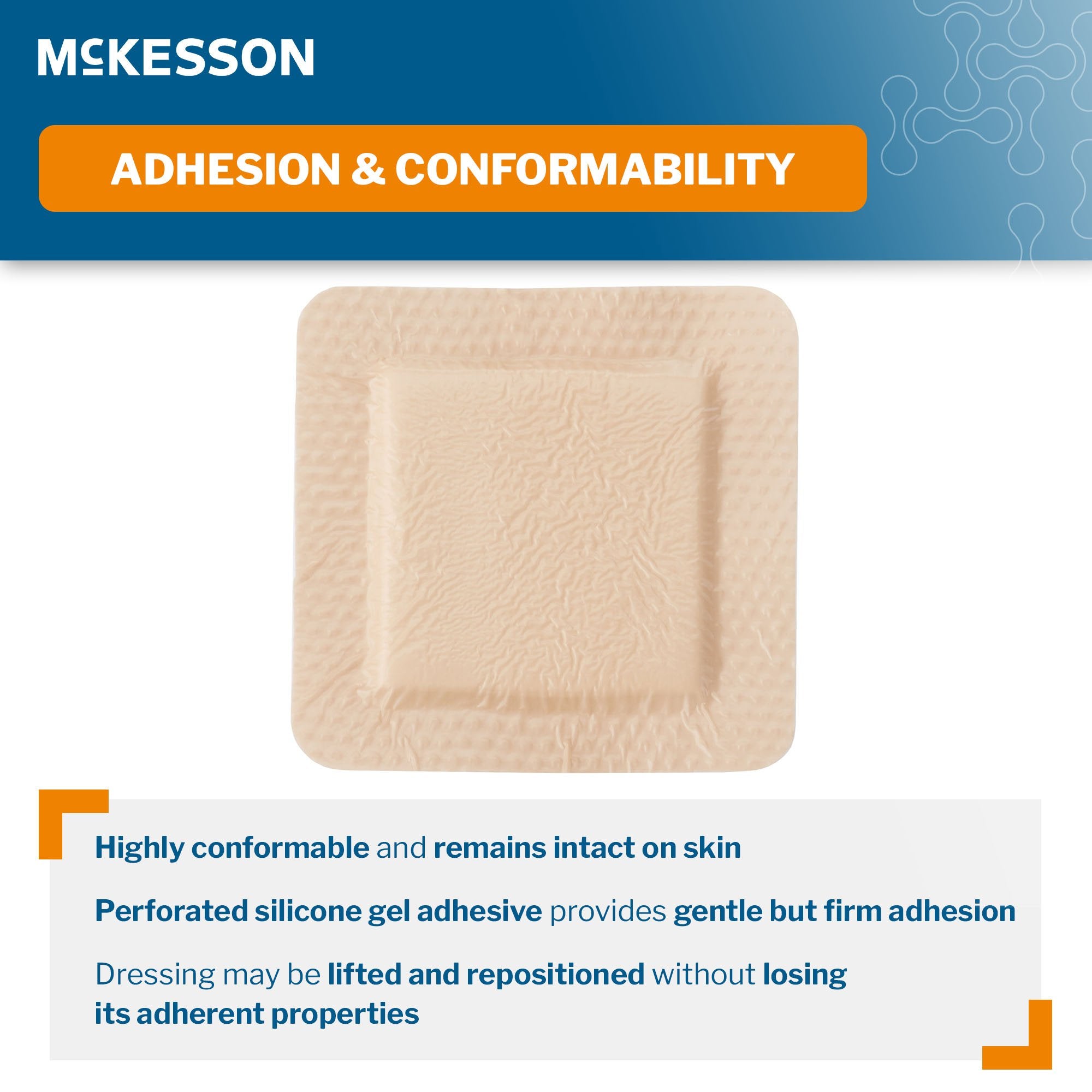 Foam Dressing McKesson 3 X 3 Inch With Border Film Backing Silicone Gel Adhesive Square Sterile,Packaging Type- Box