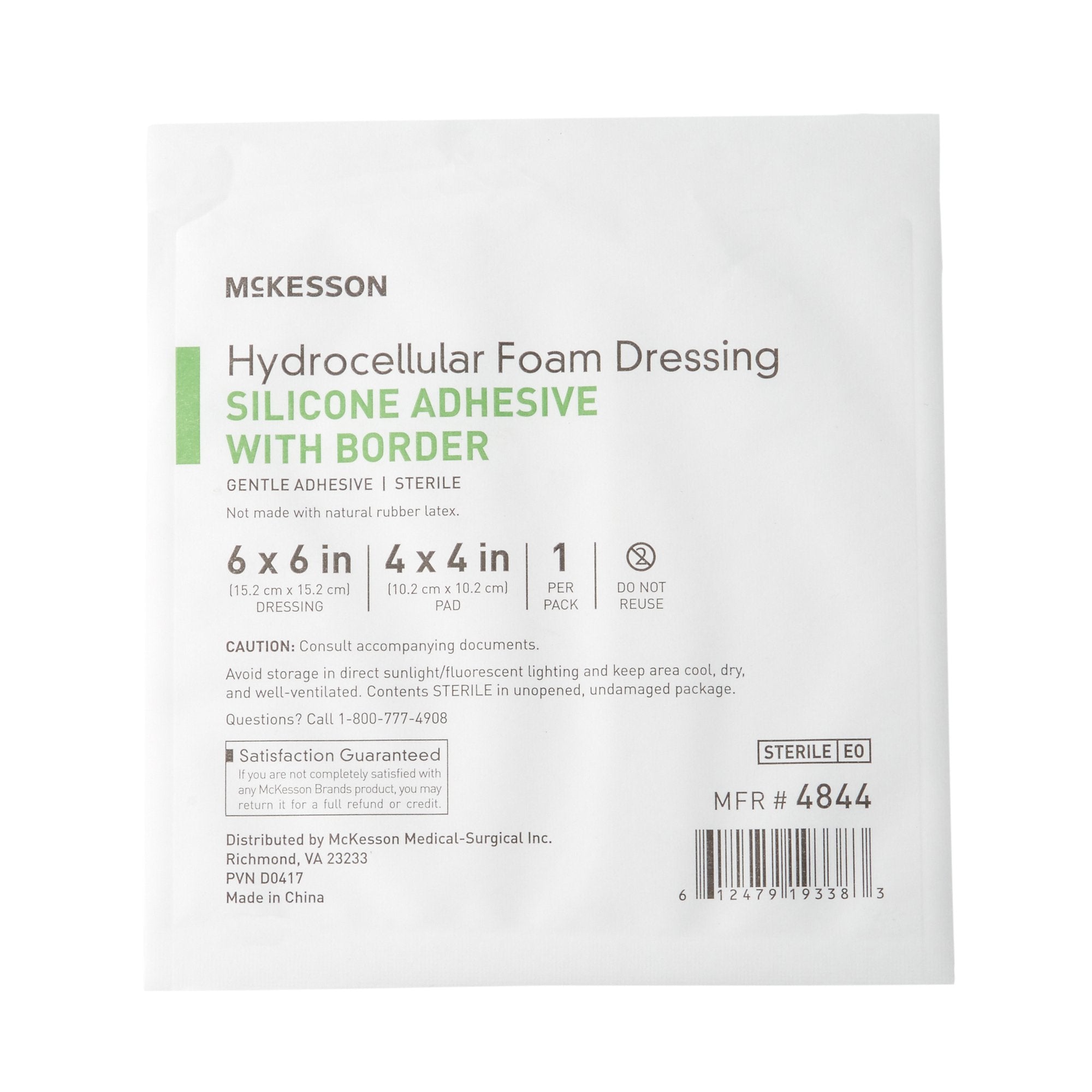 Foam Dressing McKesson 6 X 6 Inch With Border Film Backing Silicone Gel Adhesive Square Sterile,Packaging Type- Box