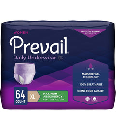 female adult absorbent underwear prevail daily underwear pull on with tear away seams x large disposable heavy absorbency packaging type case