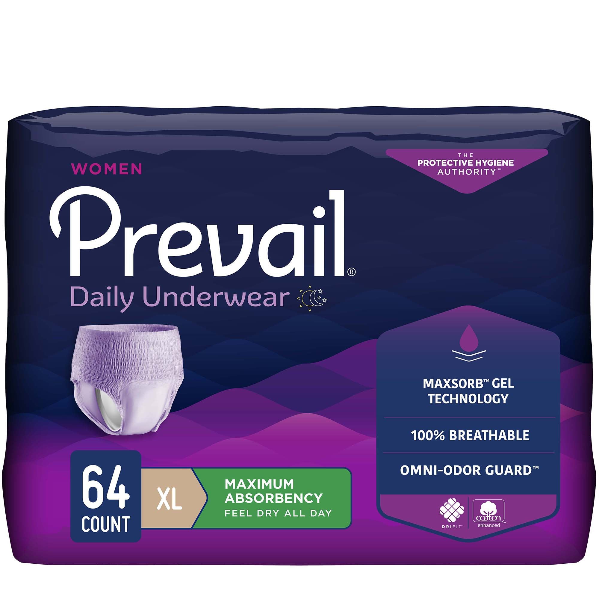 female adult absorbent underwear prevail daily underwear pull on with tear away seams x large disposable heavy absorbency packaging type case