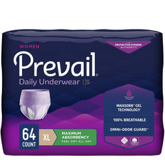 female adult absorbent underwear prevail daily underwear pull on with tear away seams x large disposable heavy absorbency packaging type case