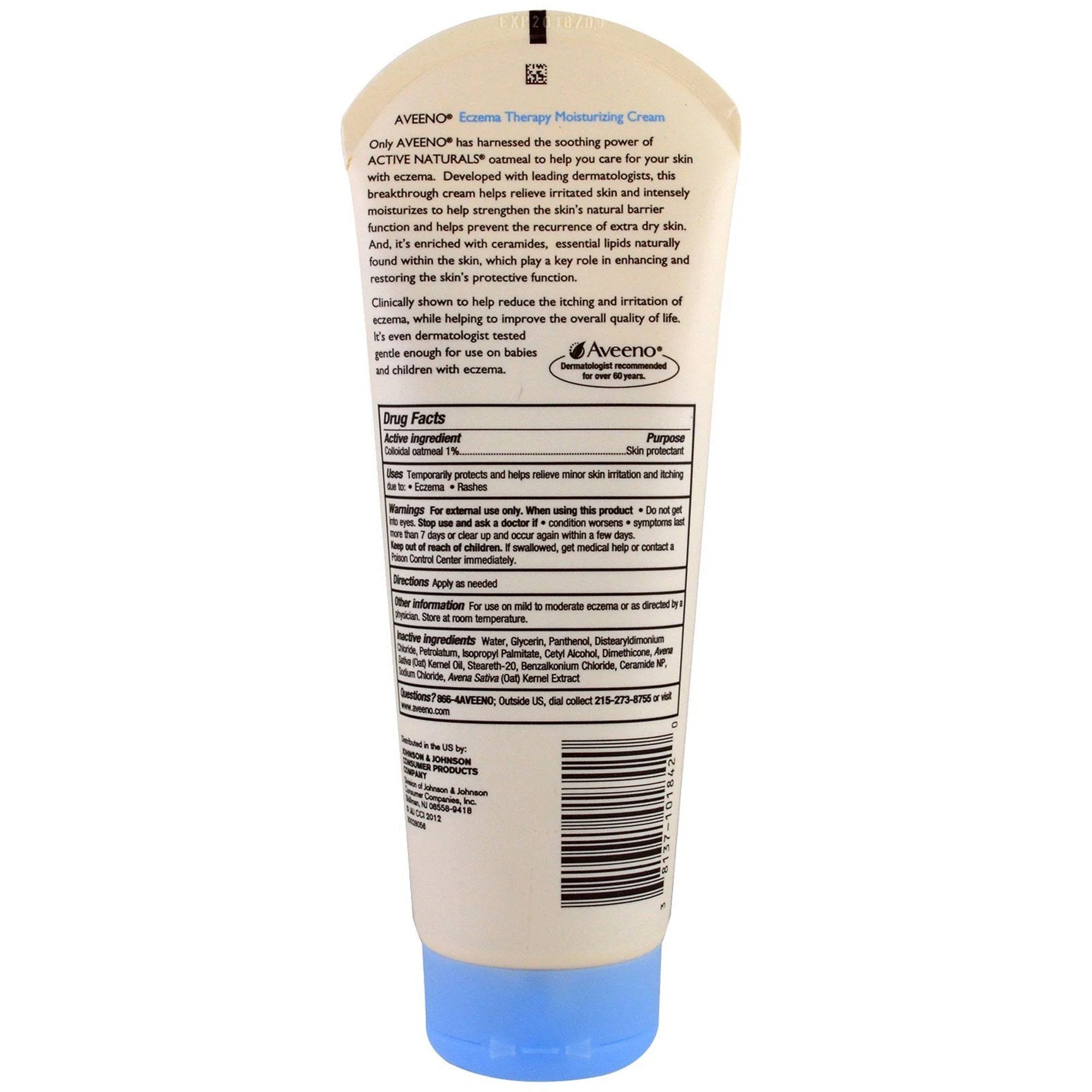 Hand and Body Moisturizer Aveeno Active Naturals Eczema Therapy 7.3 oz. Tube Unscented Cream,Packaging Type- Each