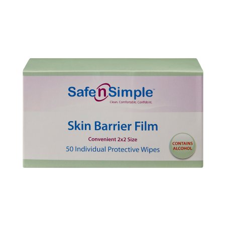 skin barrier wipe safe n simple 43 20 strength isopropyl alcohol butyl ester of pvm ma copolymer individual packet nonsterile packaging type box