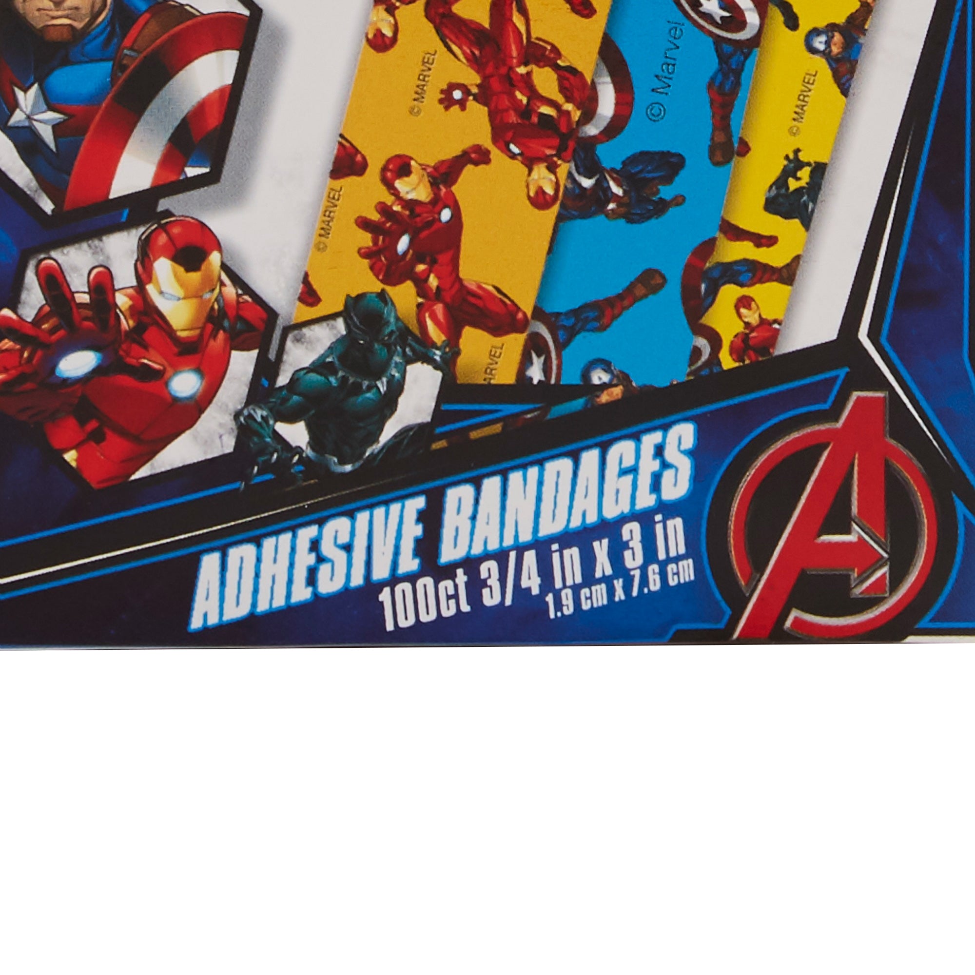 Adhesive Strip American White Cross Stat Strip 3/4 X 3 Inch Plastic Rectangle Kid Design (Black Panther / Captain America / Iron Man) Sterile, Packaging Type- Case