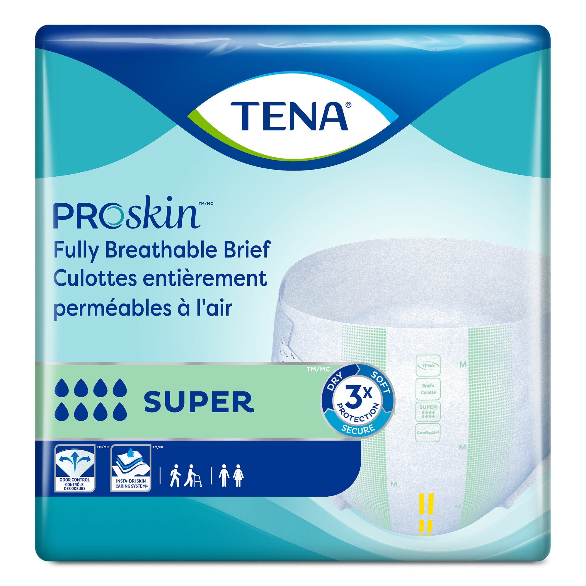 Unisex Adult Incontinence Brief TENA ProSkin Stretch Super 3X-Large Disposable Heavy Absorbency, Packaging Type- Case