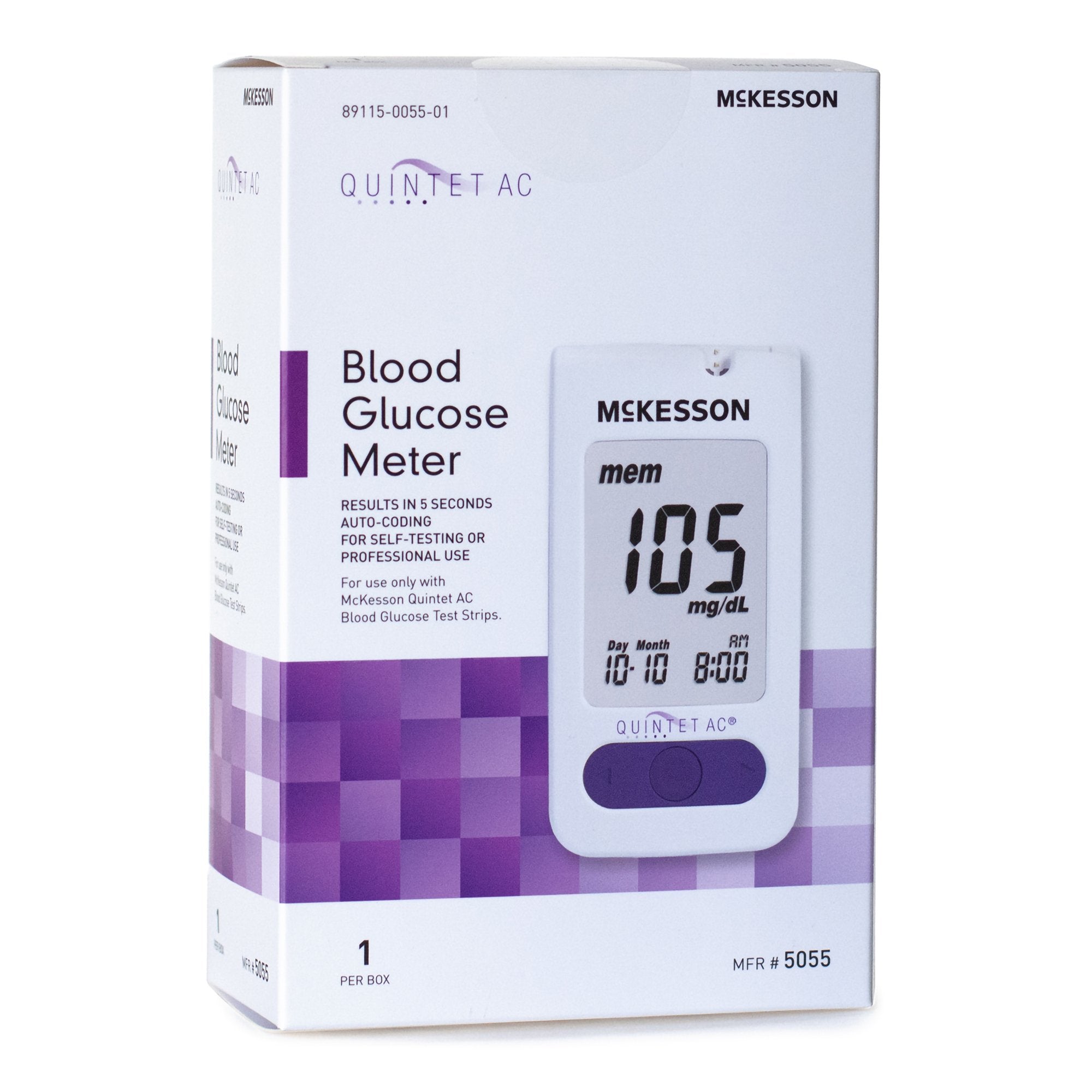 Blood Glucose Meter QUINTET AC 5 Second Results Stores up to 500 Results No Coding Required, Packaging Type - Each