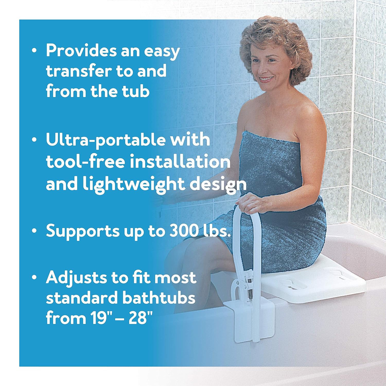 Bath Bench Carex Without Arms Plastic Frame Without Backrest 31 Inch Seat Width 300 lbs. Weight Capacity, Packaging Type- Each