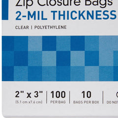 Reclosable Bag McKesson 2 X 3 Inch Polyethylene Clear Zipper Closure, Packaging Type- Case