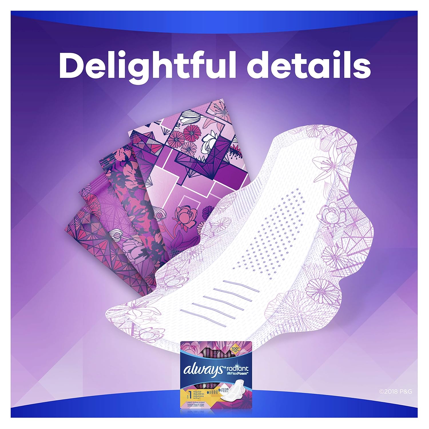 always radiant regular pads size 1 always radiant with flexfoam feminine pad mk1231750bx