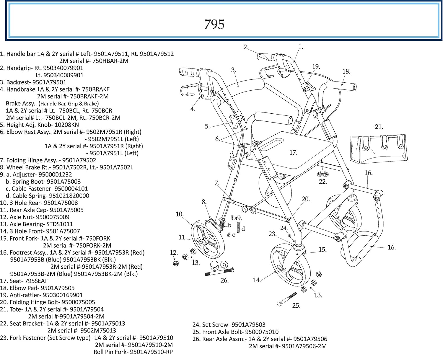duet rollator transport chair blue