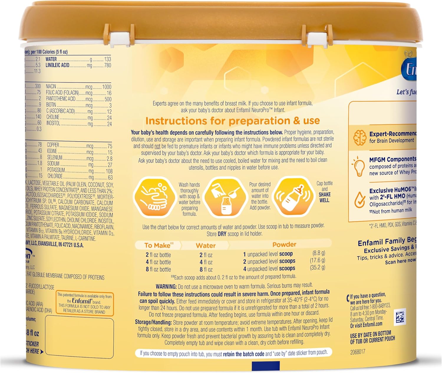 infant formula enfamil neuropro unflavored 8 oz bottle liquid iron packaging type case
