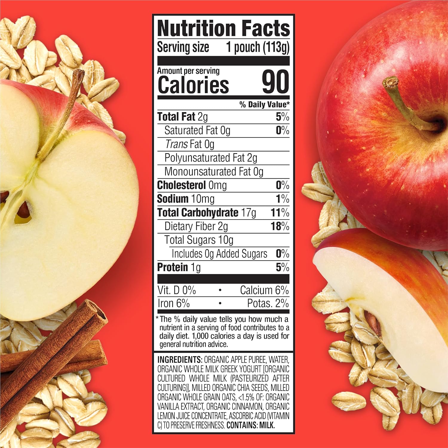 happy tot super morning organic apples cinnamon yogurt and oats super chia case of 16 4 oz