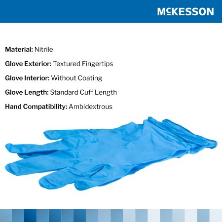 Exam Glove McKesson Confiderm 4.5C Small NonSterile Nitrile Standard Cuff Length Textured Fingertips Blue Chemo Tested,Packaging Type- Box
