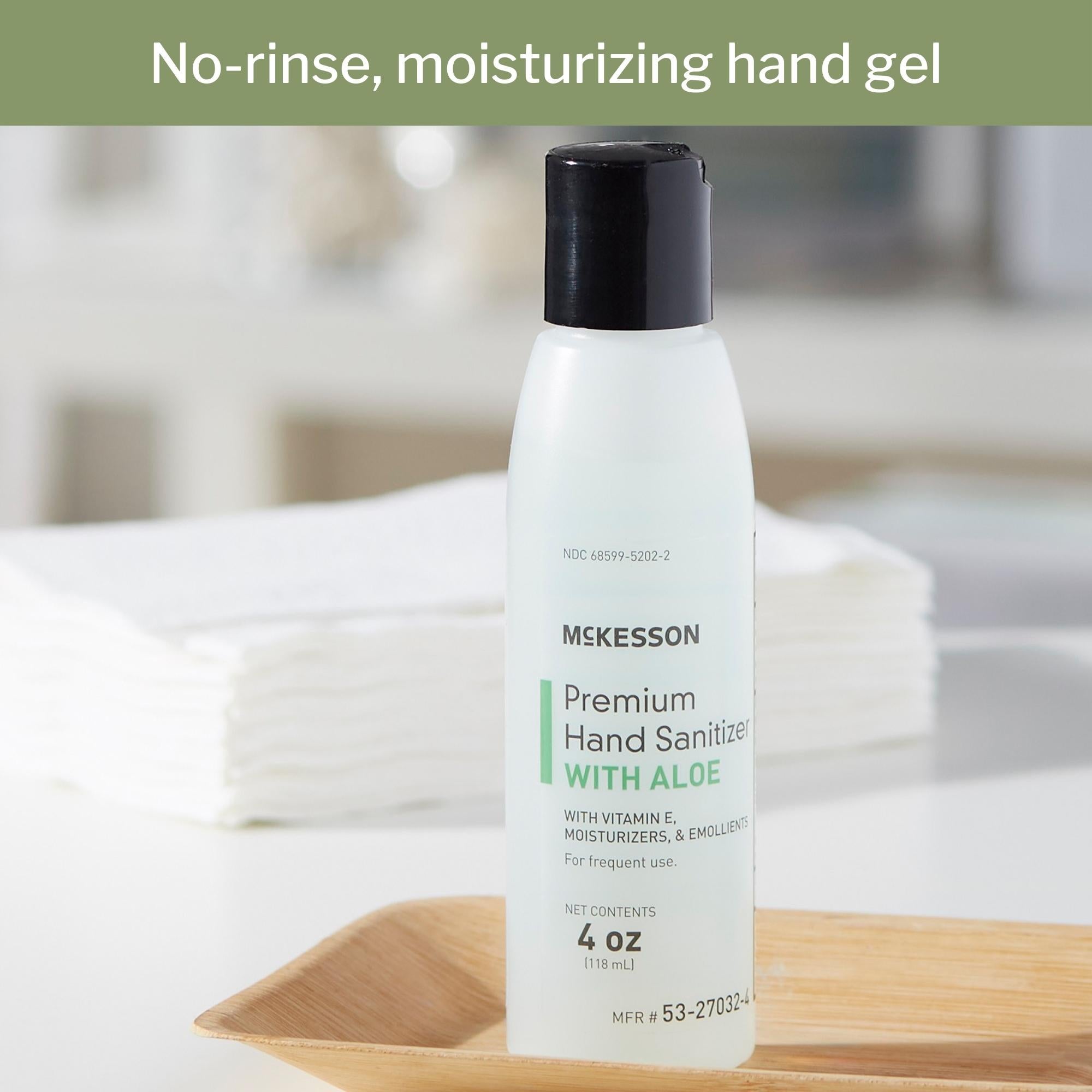 Hand Sanitizer with Aloe McKesson Premium 4 oz. Ethyl Alcohol Gel Bottle, Packaging Type- Case