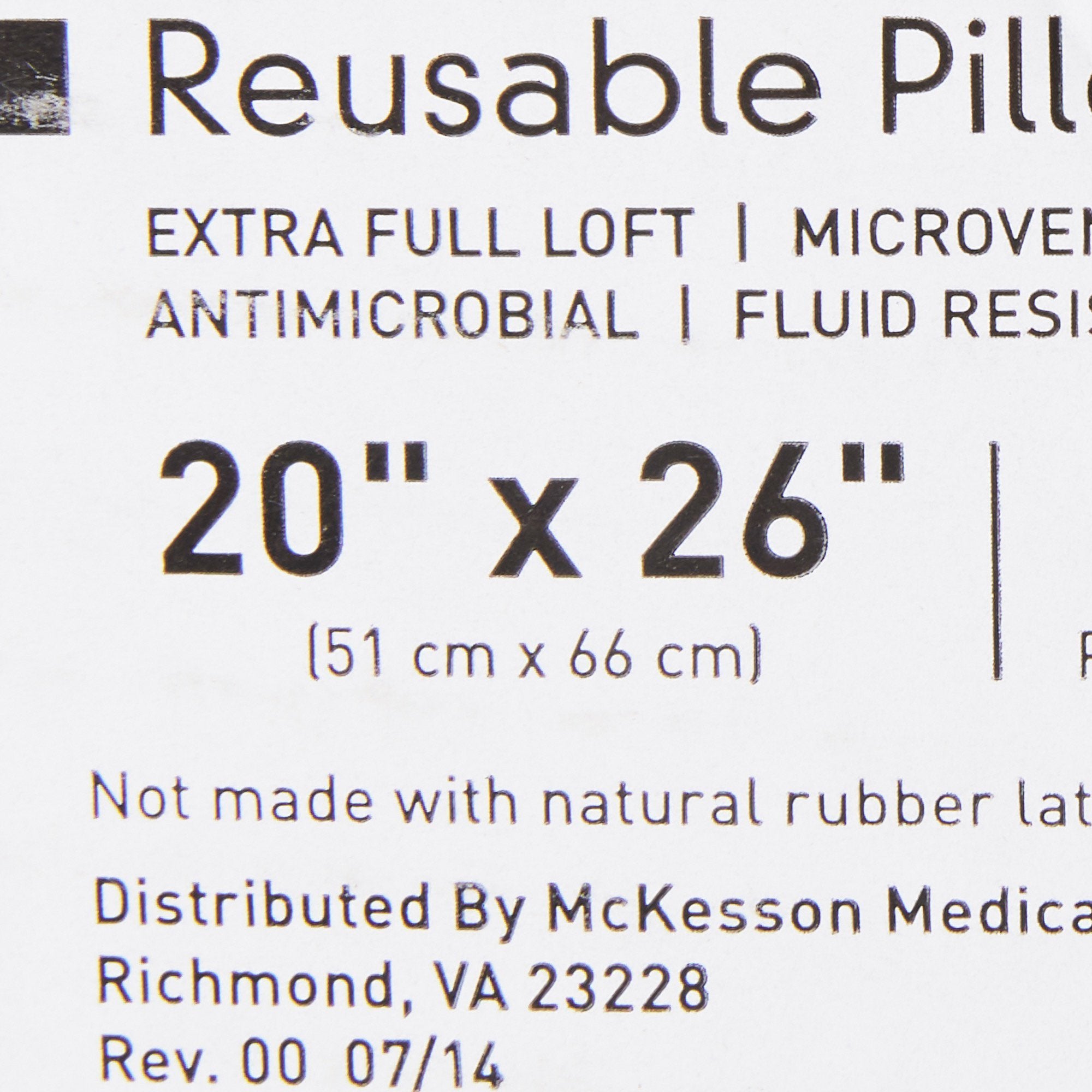 Bed Pillow McKesson 20 X 26 Inch White Reusable,Packaging Type- Each