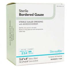 Island Dressing DermaRite Bordered Gauze 3-3/5 X 4 Inch Square Sterile, Packaging Type- Box