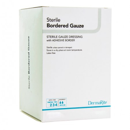 Island Dressing DermaRite Bordered Gauze 4 X 10 Inch Rectangle Sterile,Packaging Type- Box