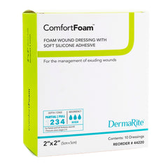 Foam Dressing ComfortFoam 2 X 2 Inch Without Border Film Backing Silicone Face Square Sterile,Packaging Type- Box