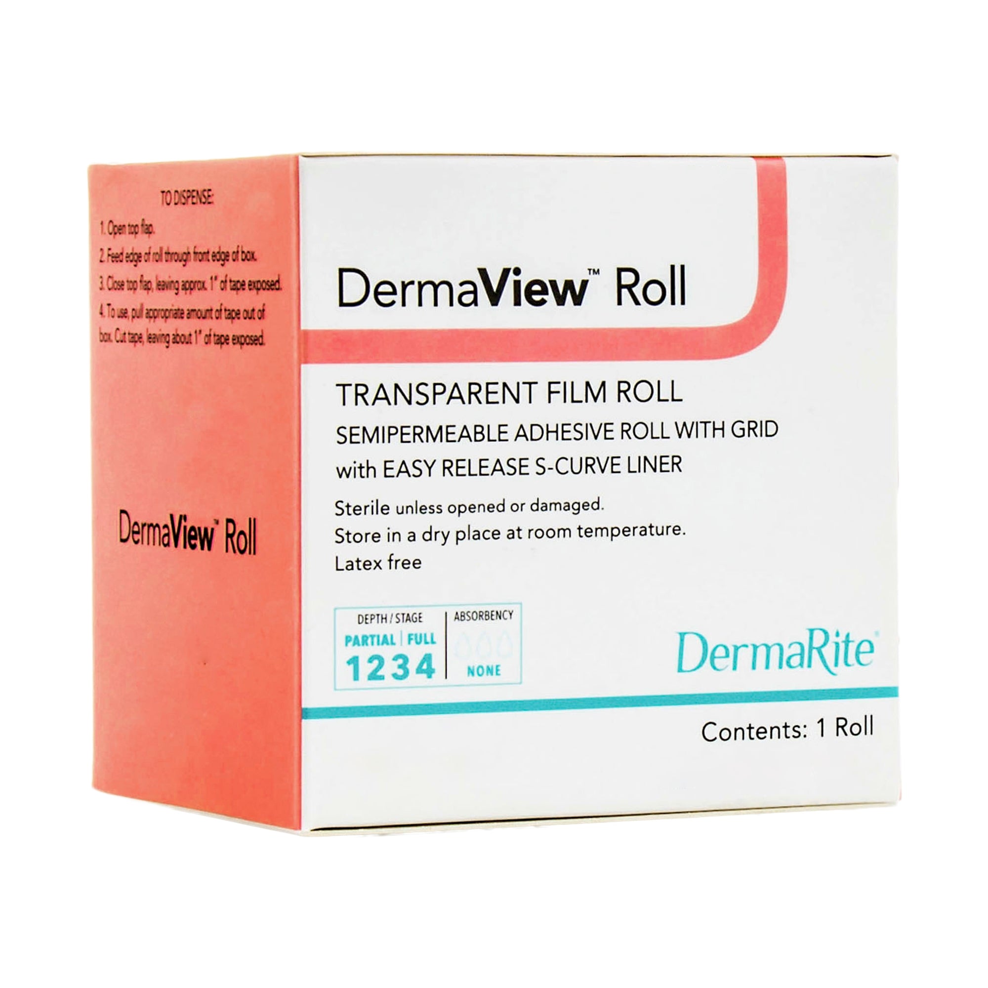 Transparent Film Dressing DermaView 4 Inch X 11 Yard 2 Tab Delivery Roll Sterile,Packaging Type- Each