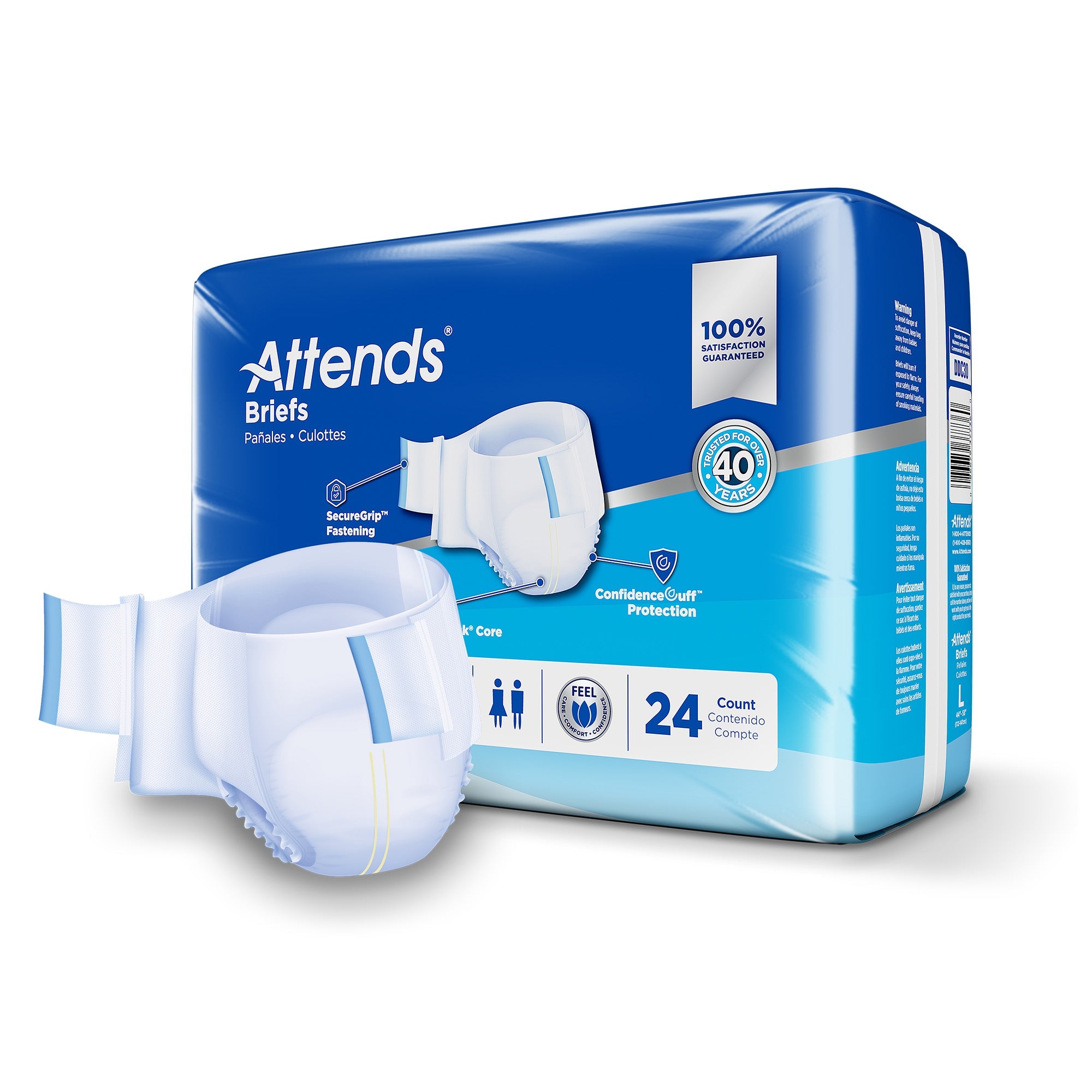 Unisex Adult Incontinence Brief Attends Advanced Large Disposable Heavy Absorbency, Packaging Type- Case