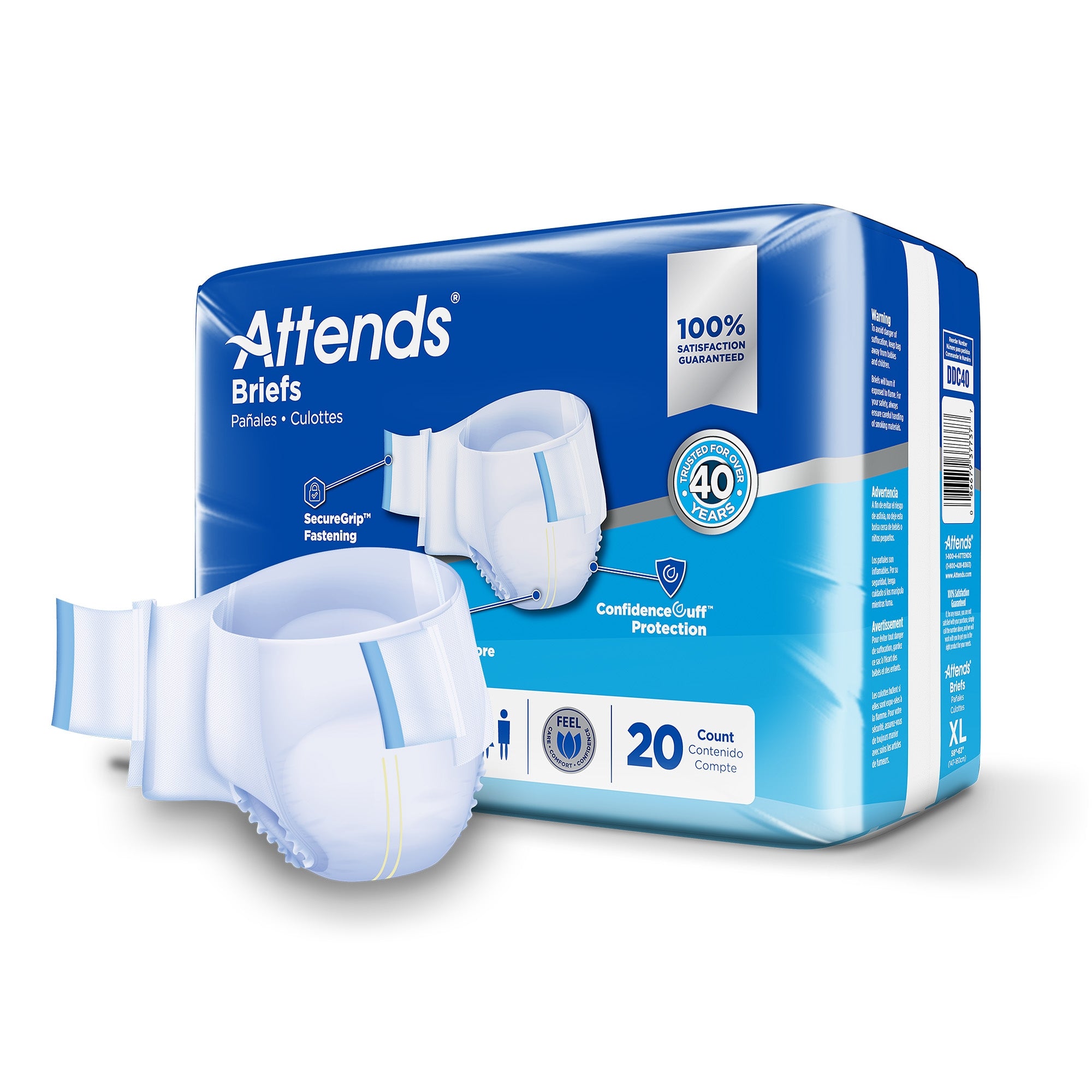 Unisex Adult Incontinence Brief Attends Advanced X-Large Disposable Heavy Absorbency, Packaging Type- Case
