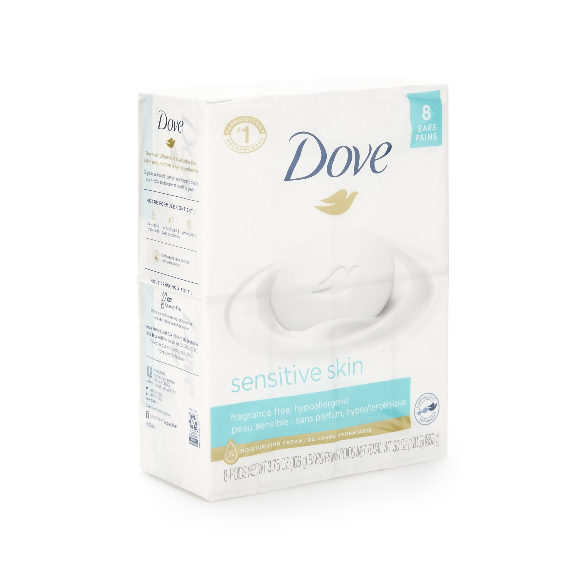 Soap Dove Sensitive Skin Bar 4.5 oz. Individually Wrapped Unscented, Packaging Type- Case