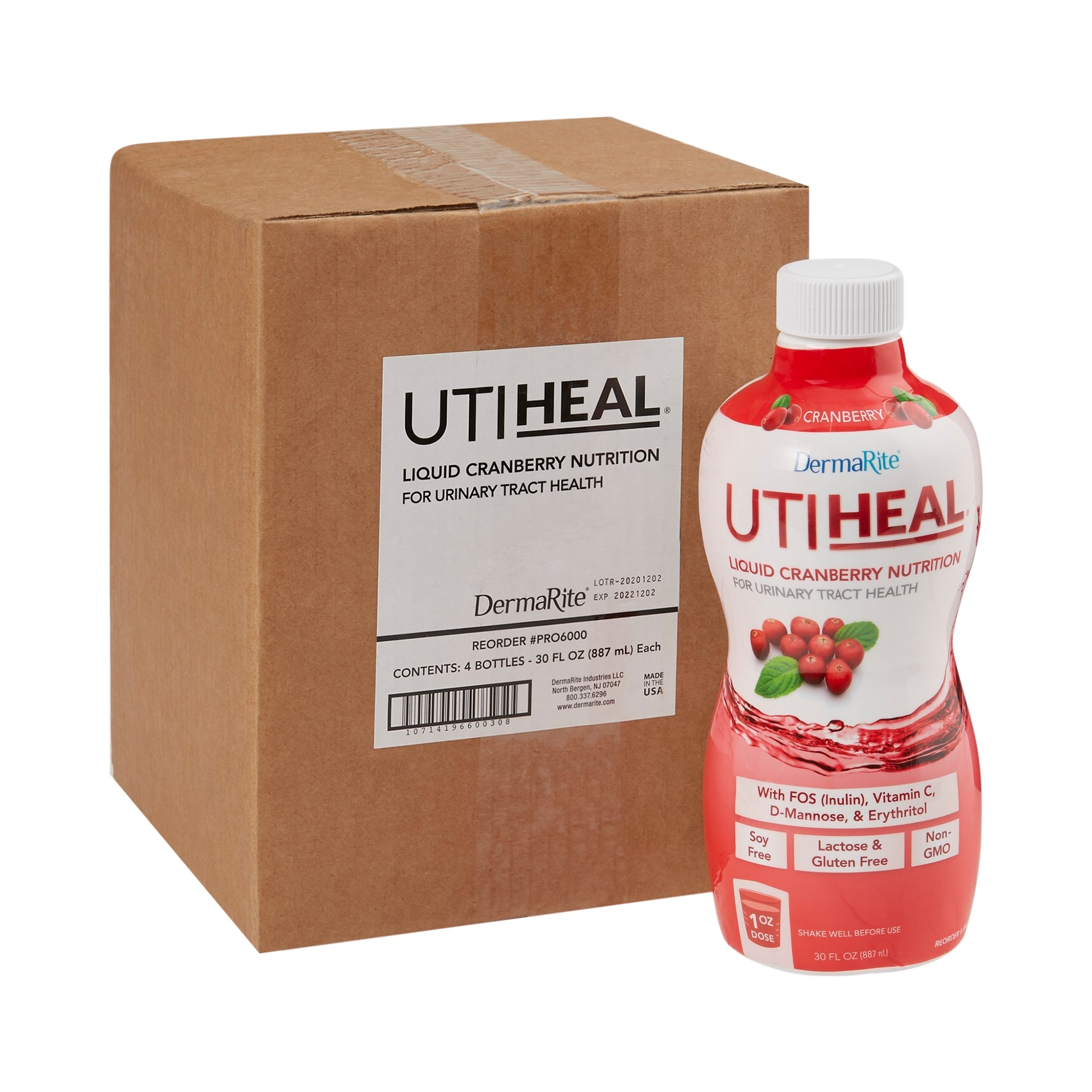 Oral Supplement UTIHeal Cranberry Flavor Liquid 30 oz. Bottle | (4/Case)