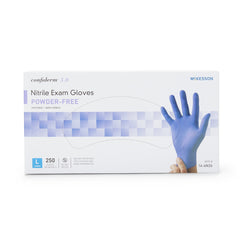 Exam Glove McKesson Confiderm 3.0 Large NonSterile Nitrile Standard Cuff Length Textured Fingertips Blue Not Rated | 10Box/Case