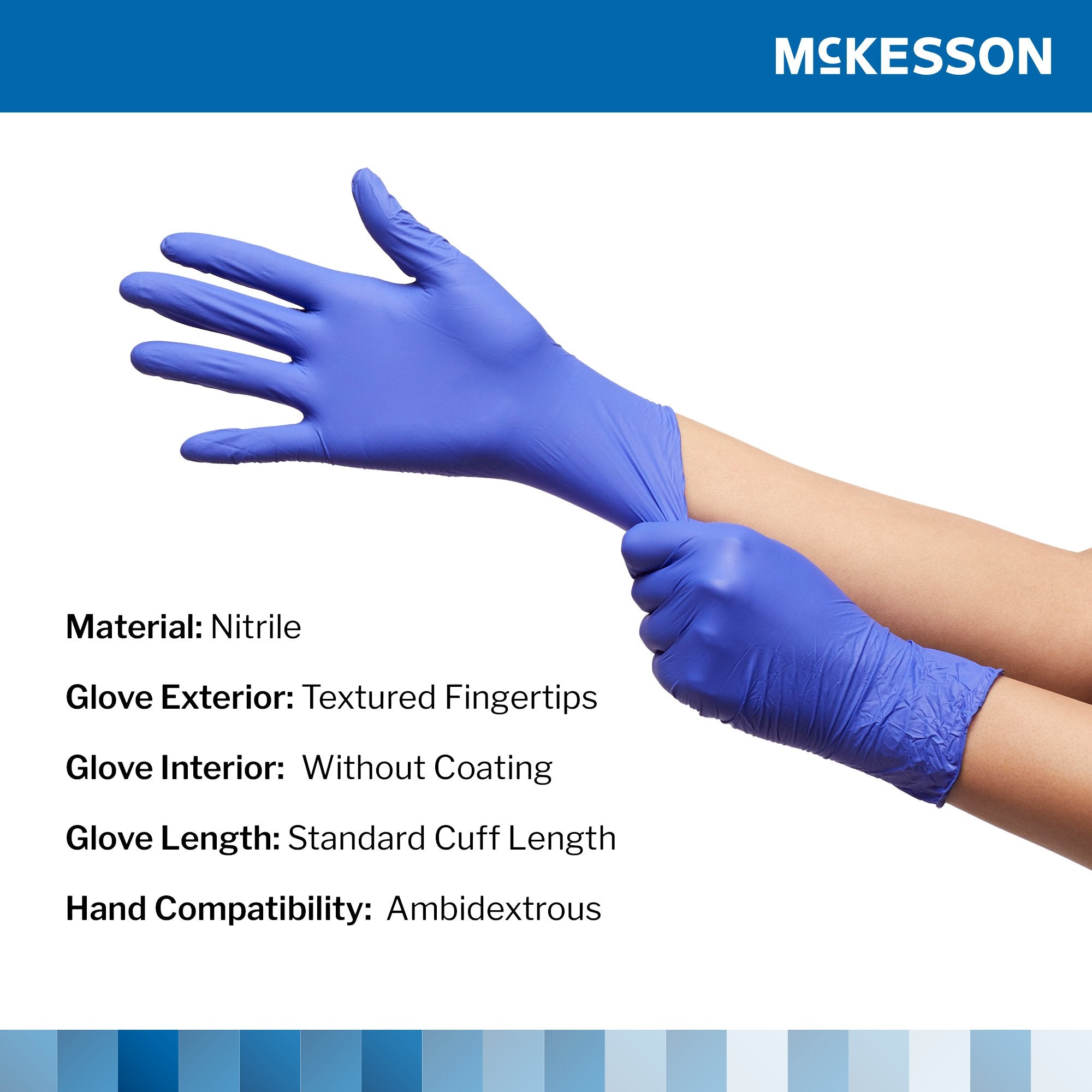 Exam Glove McKesson Confiderm 3.0 Large NonSterile Nitrile Standard Cuff Length Textured Fingertips Blue Not Rated | 10Box/Case