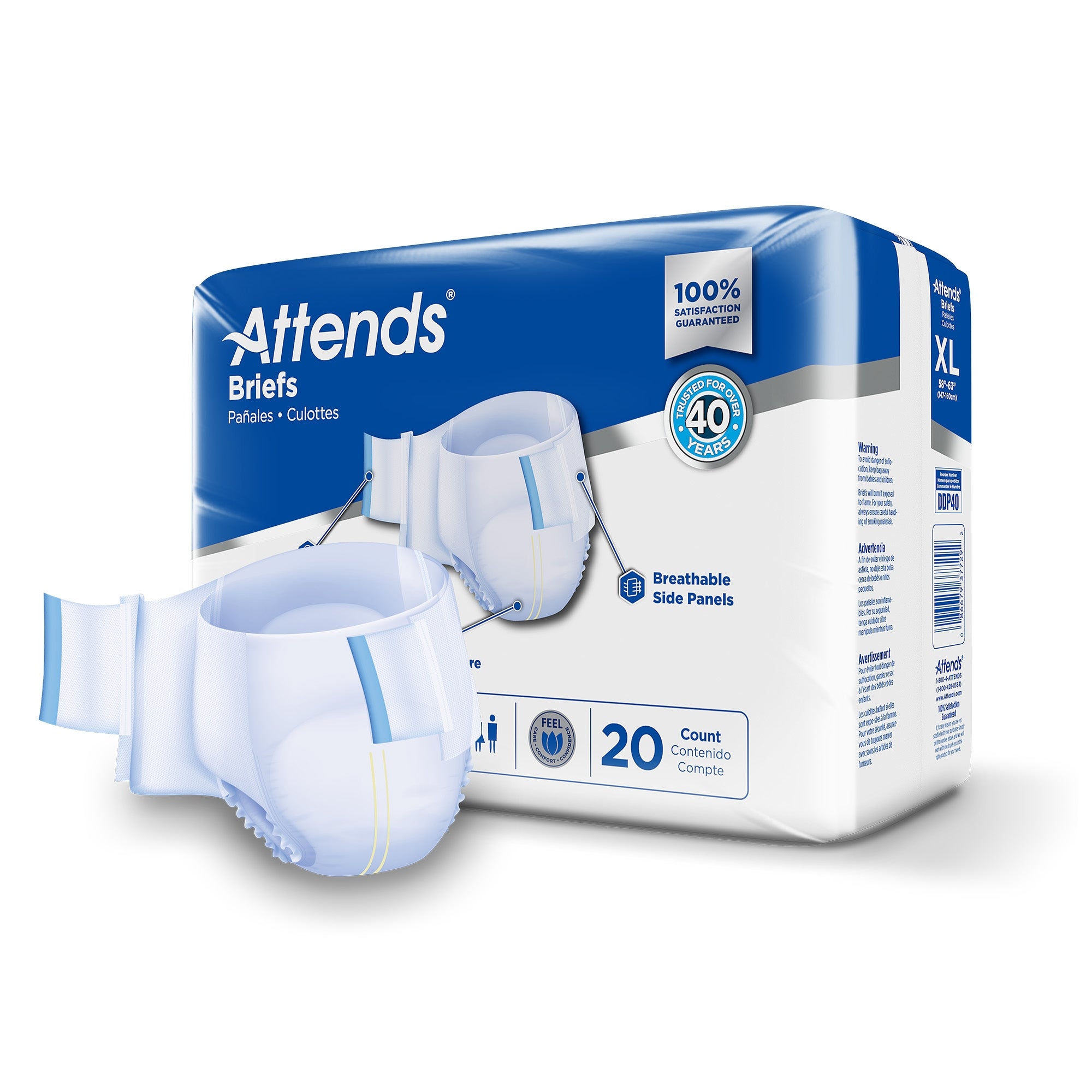 Unisex Adult Incontinence Brief Attends Care Advanced X-Large Disposable Heavy Absorbency, Packaging Type- Case