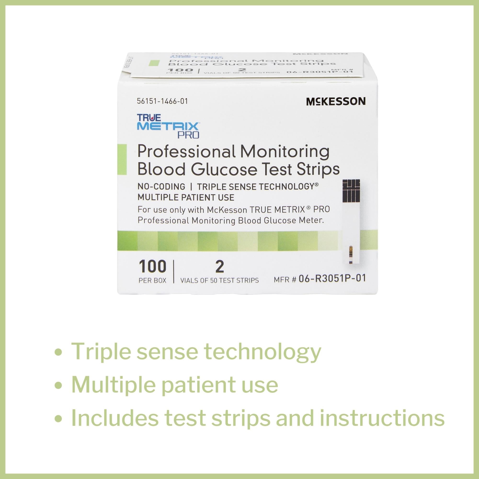 Blood Glucose Test Strips McKesson TRUE METRIX PRO 100 Strips per Pack, Packaging Type- Case