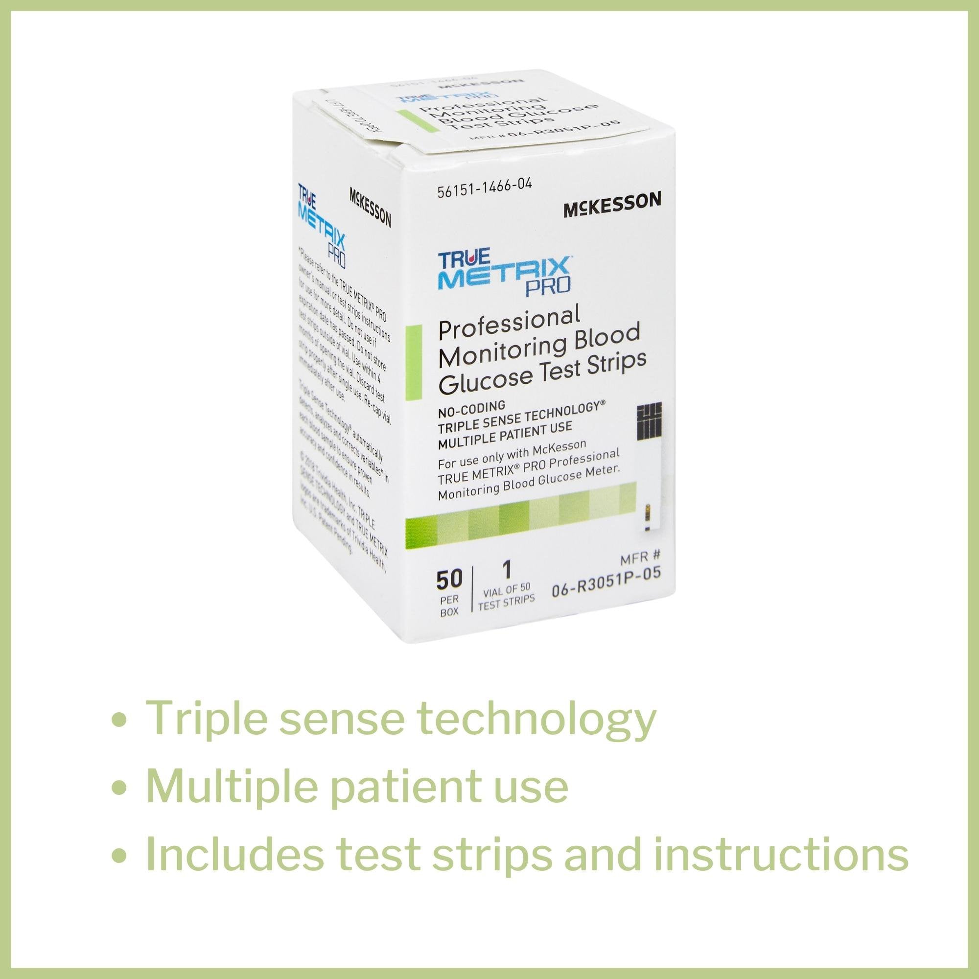 Blood Glucose Test Strips McKesson TRUE METRIX PRO 50 Strips per Pack, Packaging Type- Case