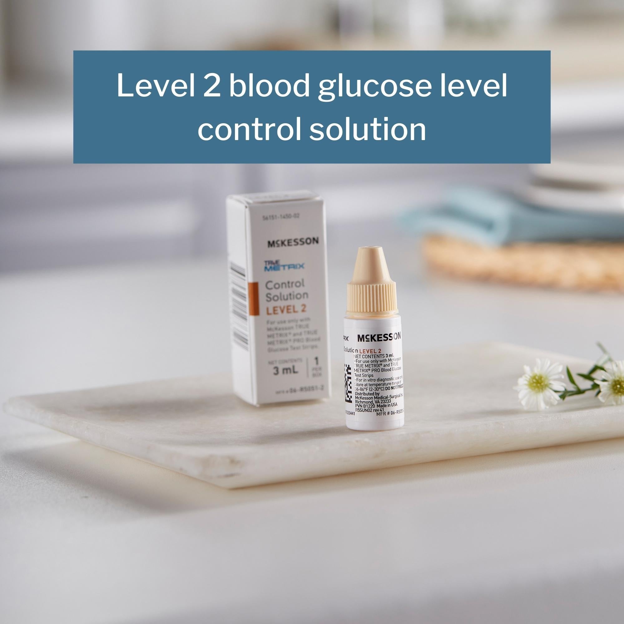 Blood Glucose Control Solution McKesson TRUE METRIX 3 mL Level 2, Packaging Type- Case