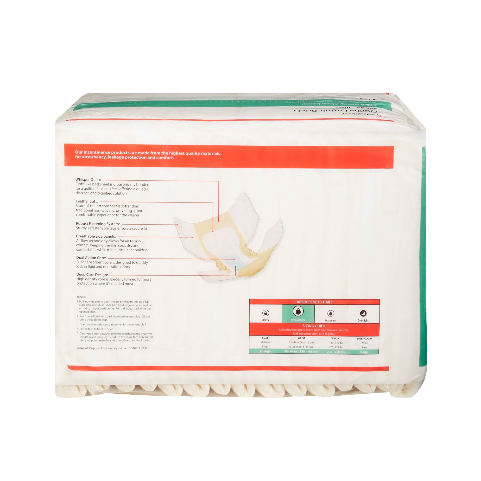Unisex Adult Incontinence Brief Wings Ultra X-Large Disposable Heavy Absorbency, Packaging Type- Case
