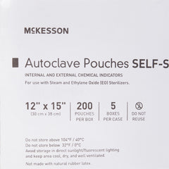 Sterilization Pouch McKesson Ethylene Oxide (EO) Gas / Steam 12 X 15 Inch Transparent Blue / White Self Seal Paper / Film, Packaging Type- Box