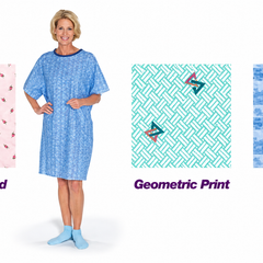 Tie-back Adult Gown Geometric Print