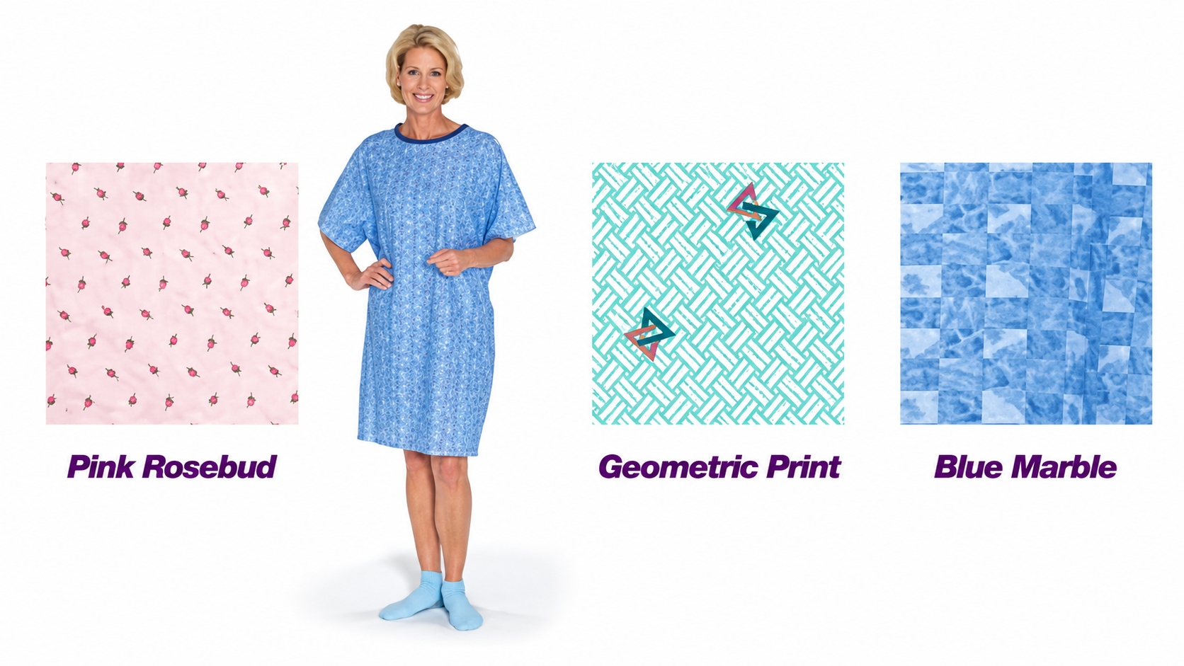Tie-back Adult Gown Geometric Print