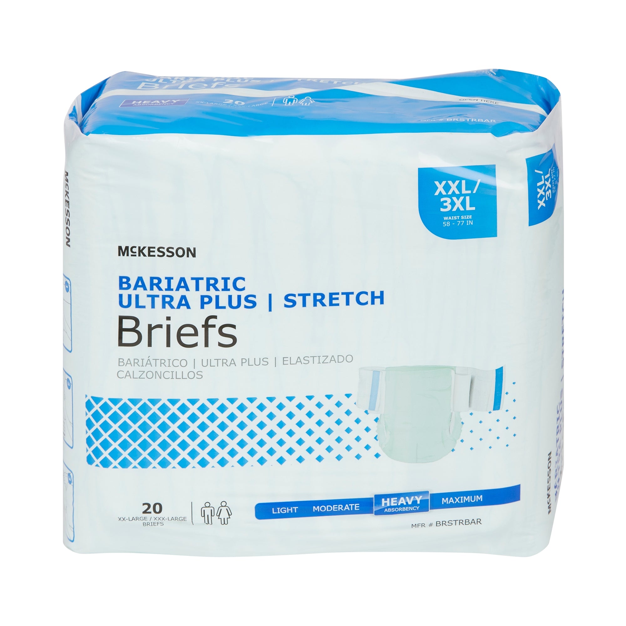 Unisex Adult Incontinence Brief McKesson Ultra Plus Stretch 2X-Large / 3X-Large Disposable Heavy Absorbency, Packaging Type- Case