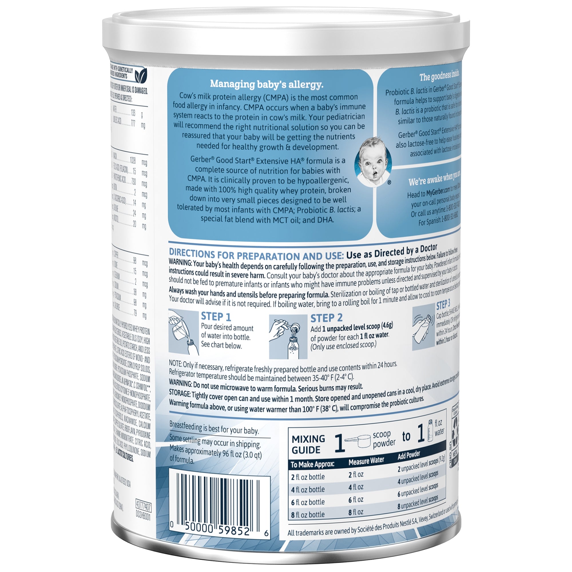infant formula gerber good start extensive ha unflavored 14 1 oz can powder whey protein cows milk allergy packaging type case