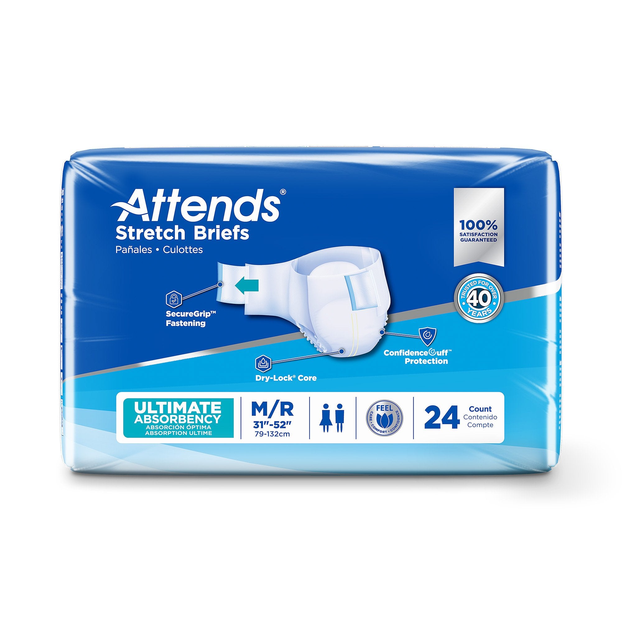 Unisex Adult Incontinence Brief Attends Stretch Medium / Regular Disposable Heavy Absorbency, Packaging Type- Case