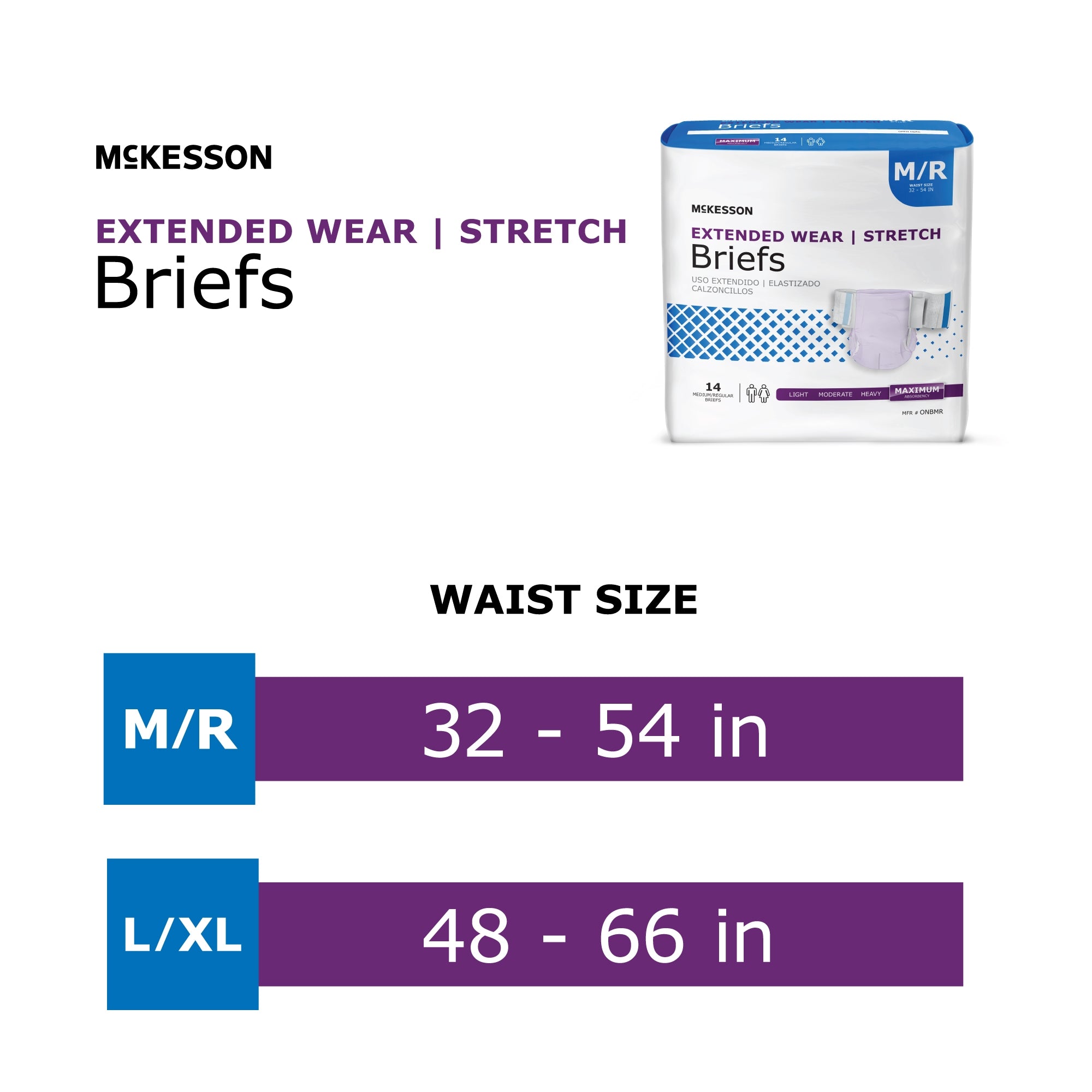 Unisex Adult Incontinence Brief McKesson Extended Wear Medium Disposable Heavy Absorbency, Packaging Type- Case