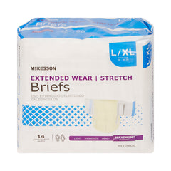 Unisex Adult Incontinence Brief McKesson Extended Wear Large / X-Large Disposable Heavy Absorbency, Packaging Type- Case