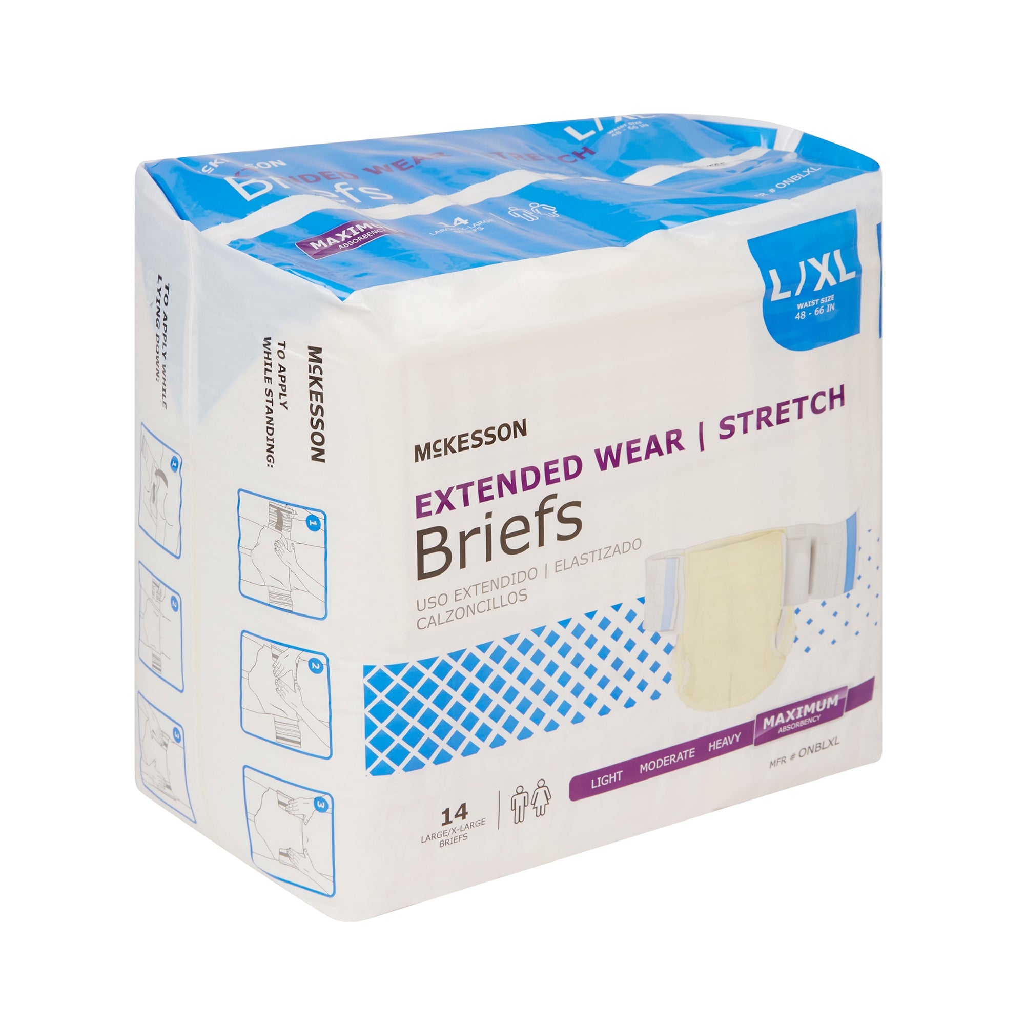 Unisex Adult Incontinence Brief McKesson Extended Wear Large / X-Large Disposable Heavy Absorbency, Packaging Type- Case