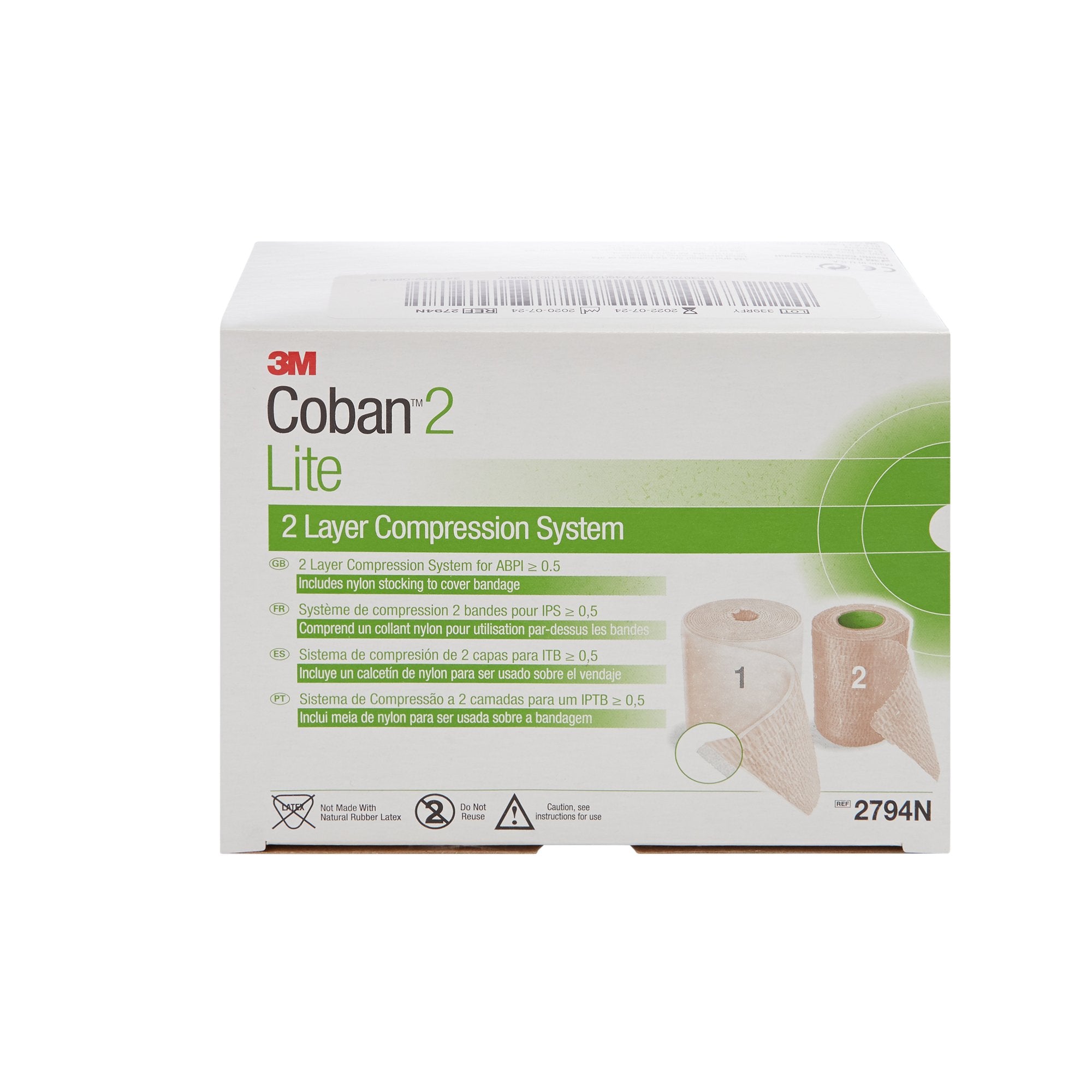 3M Coban 2 Lite Compression Bandage 4in 25-30mmHg Case