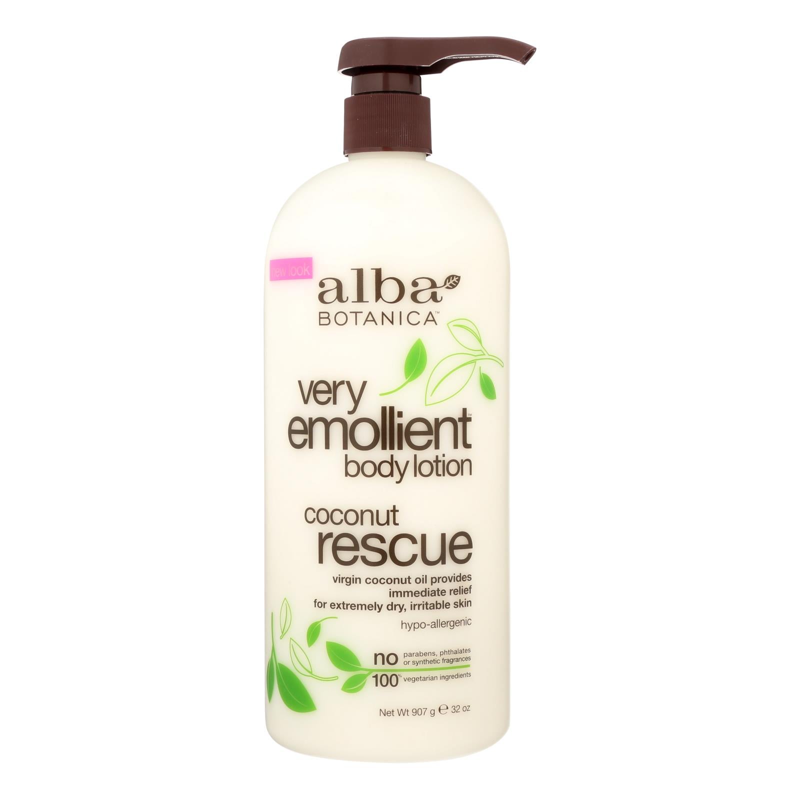 Alba Botanica - Loción corporal - Muy emoliente - Rescate de coco - 32 oz