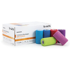 Cohesive Bandage McKesson 4 Inch X 5 Yard Self-adherent Closure Purple / Pink / Green / Light Blue / Royal Blue / Red NonSterile Standard Compression, Packaging Type- Case