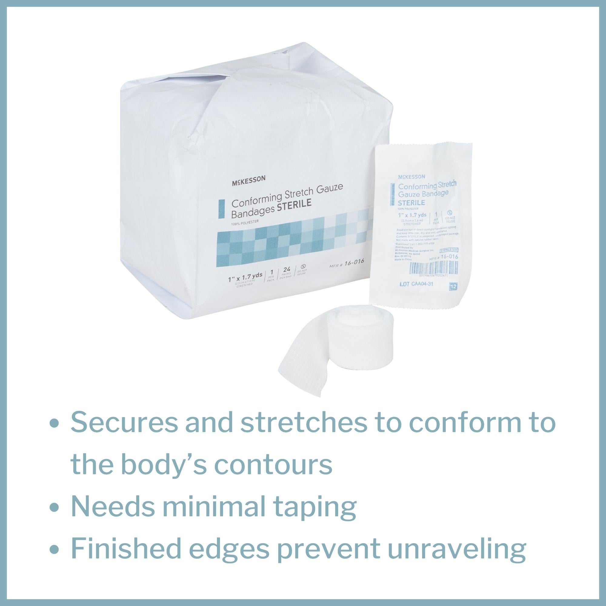 Conforming Bandage McKesson 1 Inch X 1-7/10 Yard Sterile 1 per Pack, Packaging Type- Case