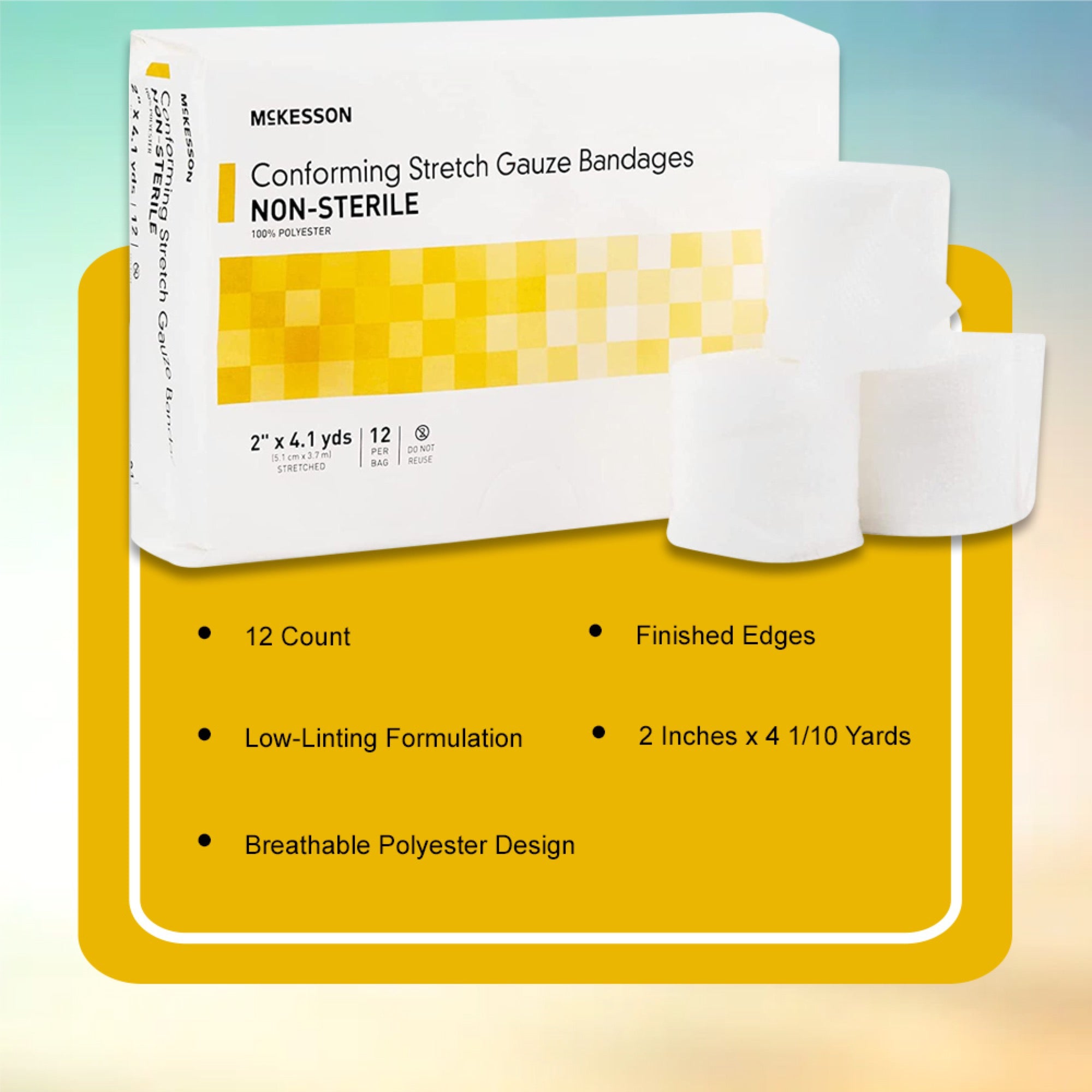 Conforming Bandage McKesson 2 Inch X 4-1/10 Yard NonSterile 12 per Pack, Packaging Type- Case