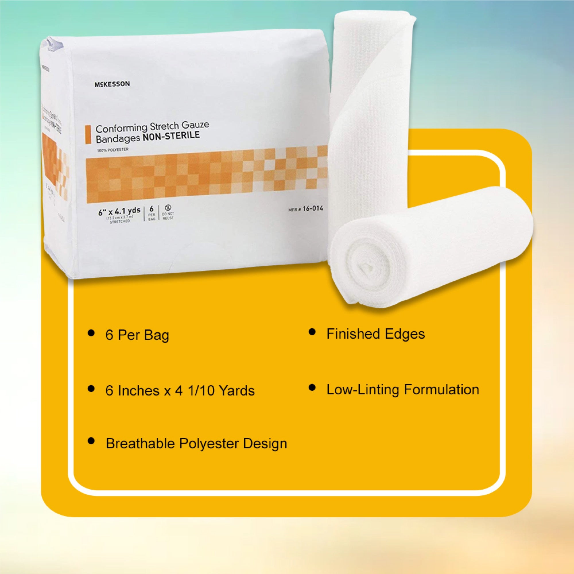 Conforming Bandage McKesson 6 Inch X 4-1/10 Yard NonSterile 6 per Pack, Packaging Type- Case