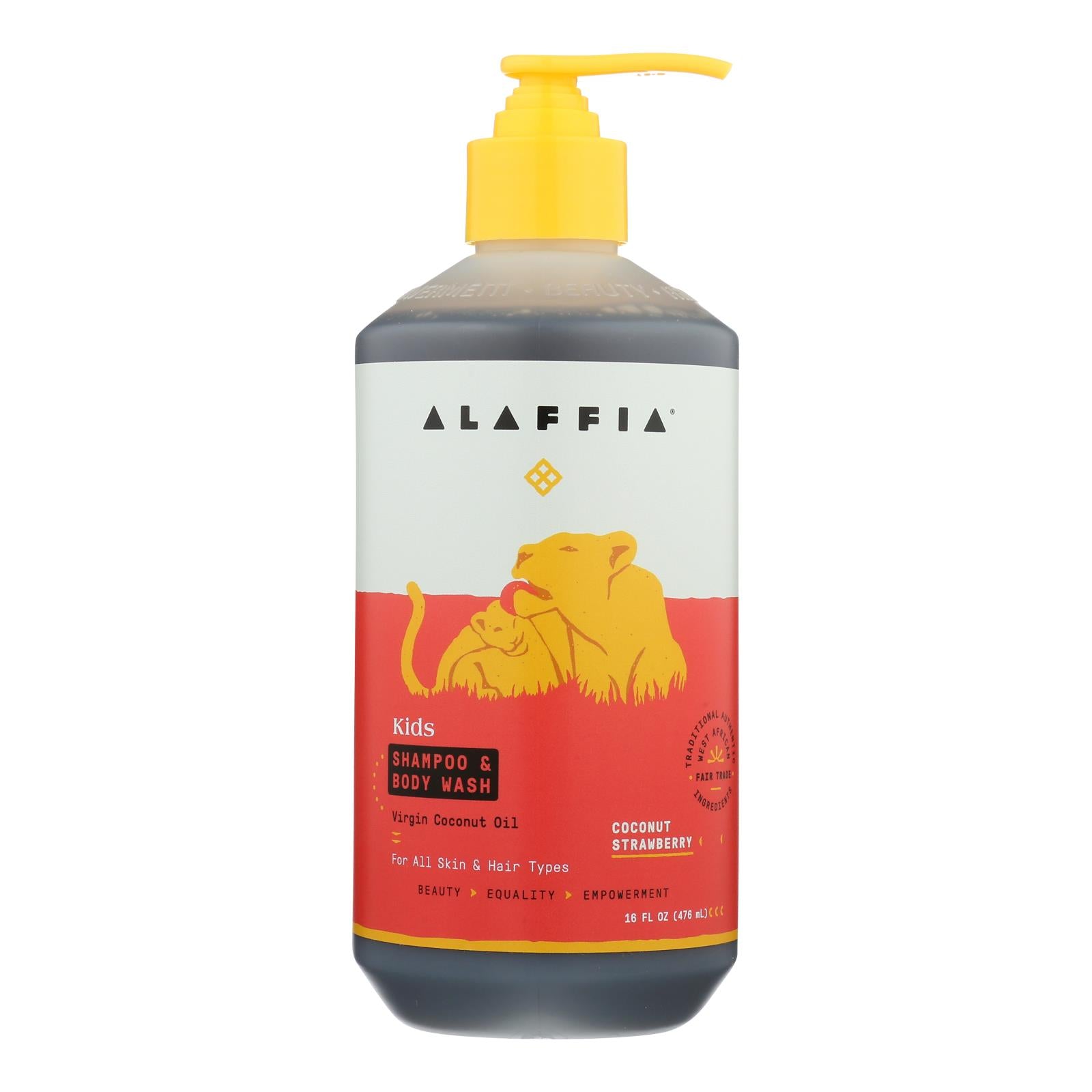 Alaffia - Champú y gel de baño de uso diario - Coco y fresa - 16 fl oz.